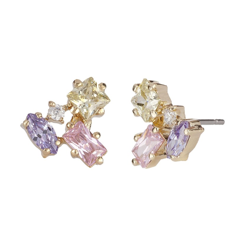 Osira Ohrstecker - Regenbogen-Diamant - 22kt vergoldet - Zirkonia - Lavendel & Rosa & Peridot & Weiß - L60507G