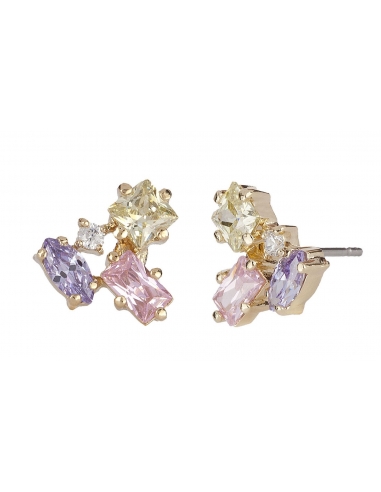 Osira Pierced Earrings Rainbow Diamond with farbigen Cubic Zircon Gold plated - L60507G