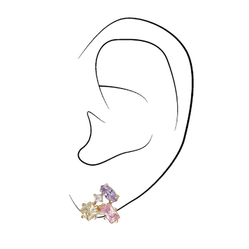 Osira Oorstekers - Rainbow Diamond - 22kt Verguld - Zirkonia - Lavendel & Roze & Peridot & Wit