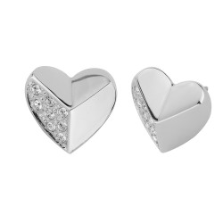 Osira Earrings - Silver Coloured- Crystals - Hearts - Platinum Plated