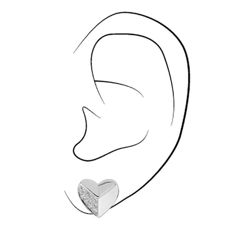 Osira Earrings - Silver Coloured- Crystals - Hearts - Platinum Plated