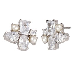 Osira Earrings - Sparkling Mess - Silver Coloured - Pearls - Zirconia - Platinum Plarted - L60529R