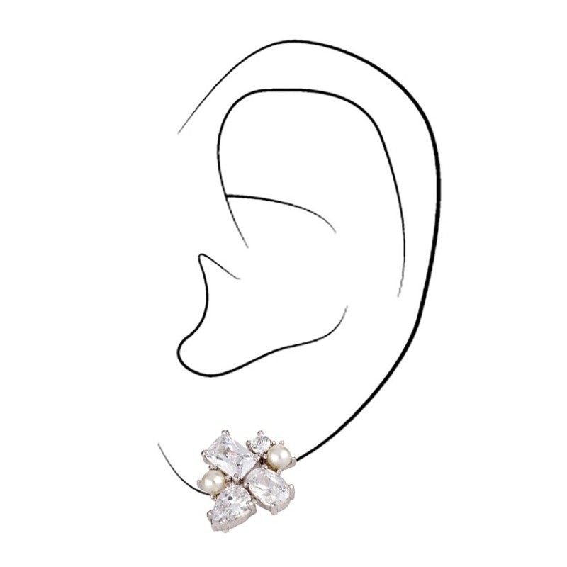 Osira Oorbellen - Sparkling Mess - Zilverkleurig - Parels - Zirkonia - Geplatineerd