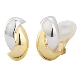 Traveller Clip Oorbellen - Geplatineerd & 22kt Verguld - Bicolor - 17x9 mm - 155427