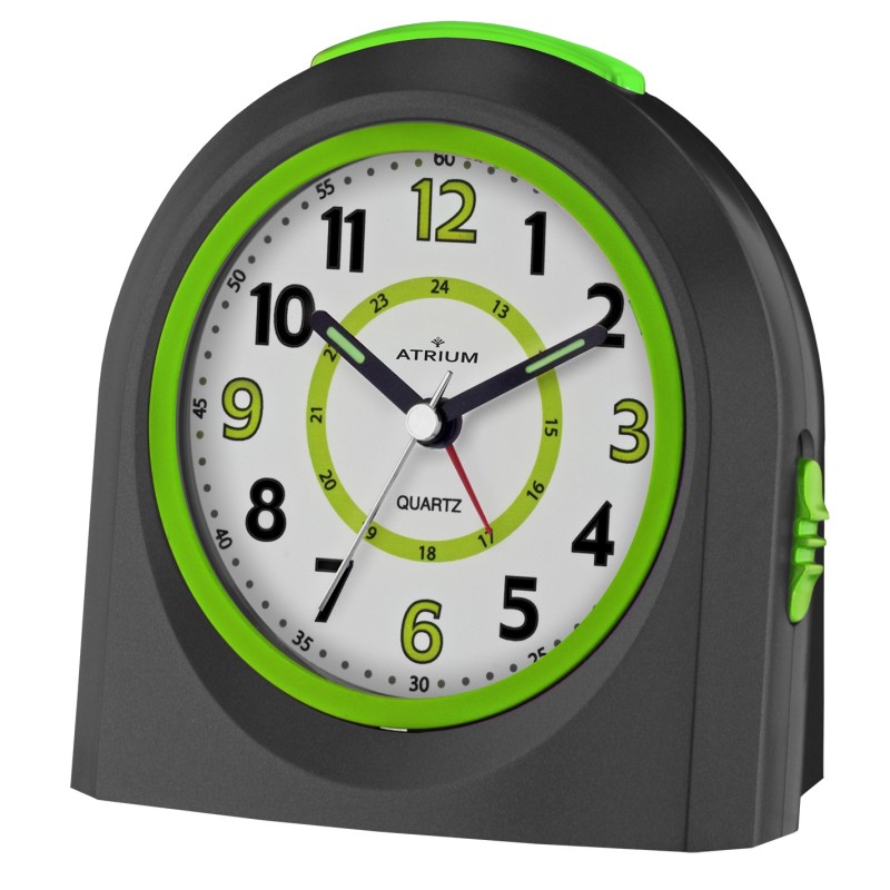ATRIUM Wecker Analog Schwarz ohne Ticken mit Licht und Snooze - A921-7