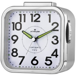 ATRIUM Alarm Clock - Seniors - Analogue - Silver - Clear - Easy to use