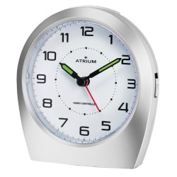 ATRIUM wekker - Radiogestuurd - Analoog - Zilver - Opbouwende Pieptoon - Snooze - Eenvoudig
