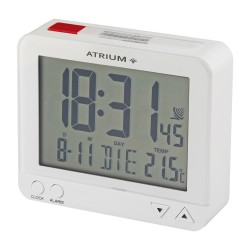 ATRIUM Alarm Clock - Radio-controlled - Digital - White - Light - Snooze - Build-up Beep Tone