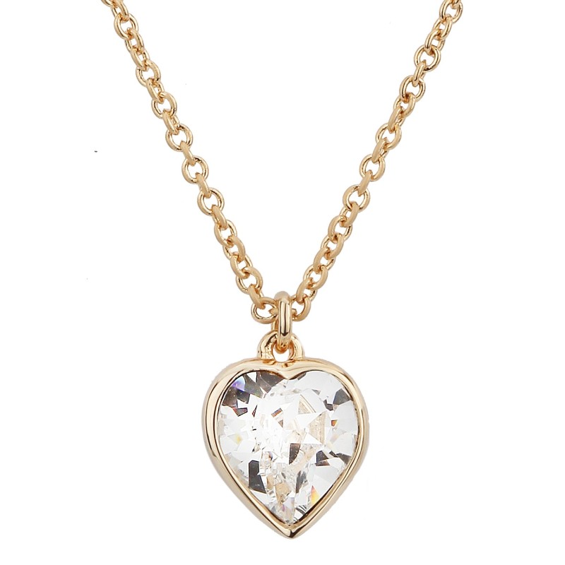 Traveller Halskette mit Anhänger - 22kt Vergoldet - Herz - Swarovski Kristall - 11x10 mm - 38+3+3 cm - 157257