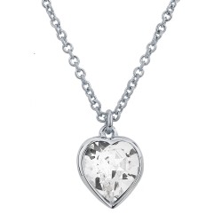 Traveller Halskette mit Anhänger - Silberfarben - Herz - Swarovski Kristall - 11x10 mm - Platiniert - 38+3+3 cm