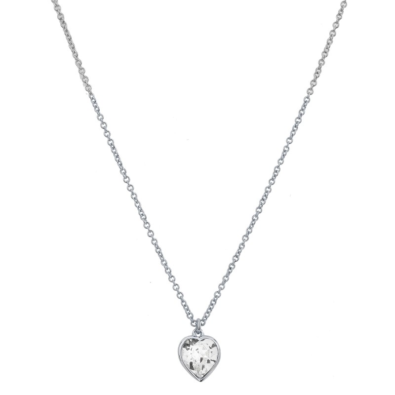 Traveller Necklace with Pendant - Platinum Plated - Heart - Swarovski Crystal - 11x10 mm - 38+3+3 cm