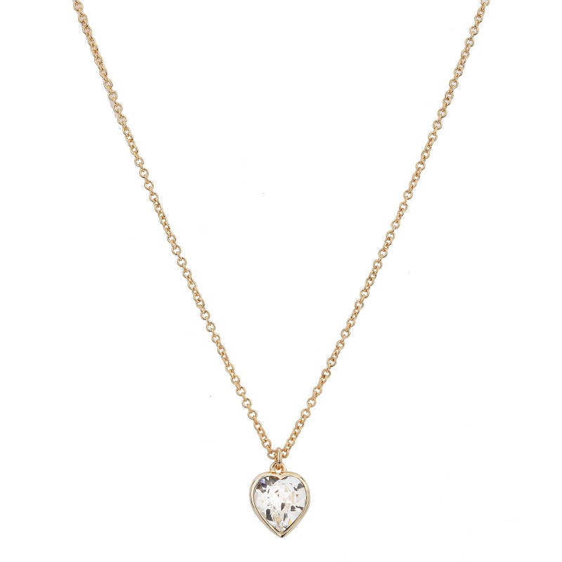 Traveller Ketting met Hanger - 22kt Verguld - Hartje - Swarovski Kristal - 11x10 mm - 38+3+3 cm - 157257