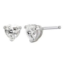Traveller Earring - Sterling Silver - Zirconia - Heart - 7 mm