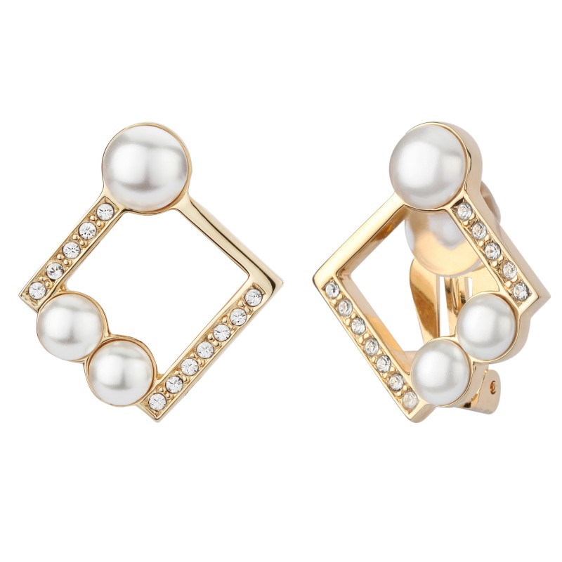 Traveller clip earring - 22ct gold plated - square - 114177