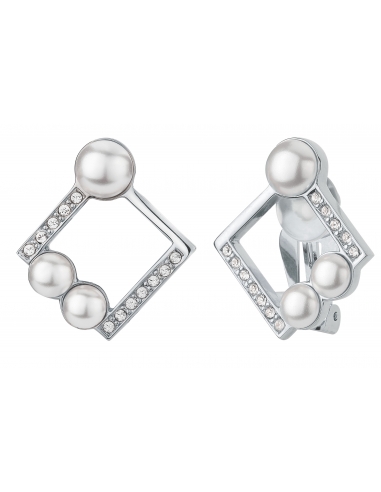 Traveller clip earring - platinum plated - square - 114178