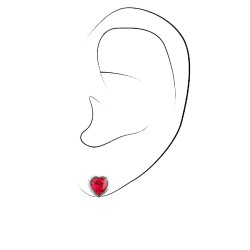 Traveller Pierced Earrings Heart Platinum plated with Crystals from Preciosa