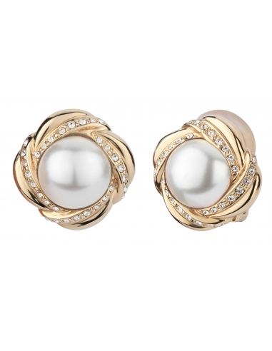 Traveller clip earring - 10mm white pearl - 22ct gold plated - 114181