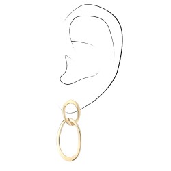 Traveller Clip-on Earrings - Drop Earrings - 22ct Gold plated - Double Hoop - Gold-coloured - 33 x 14 mm