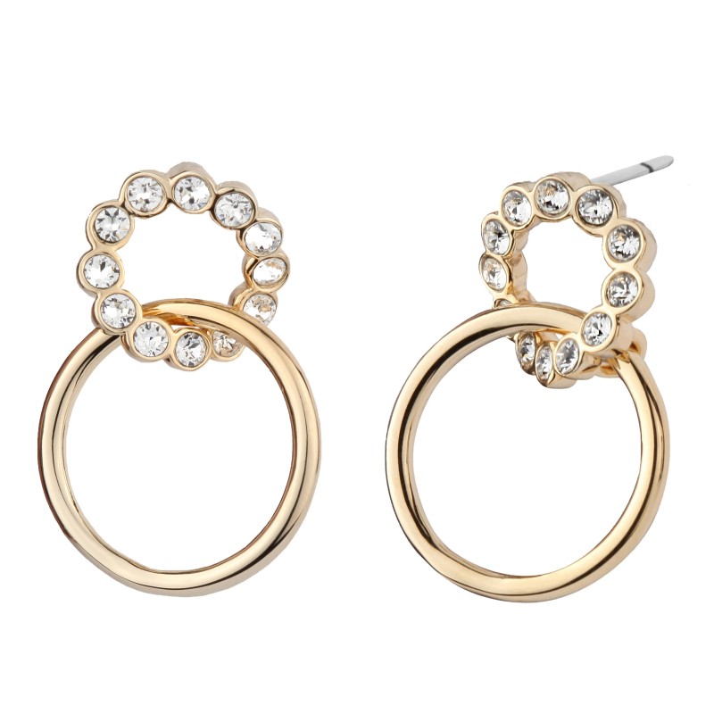 Traveller Drop Earrings - 22ct Gold Plated - Crystals - Rings - 24x17 mm - 157248