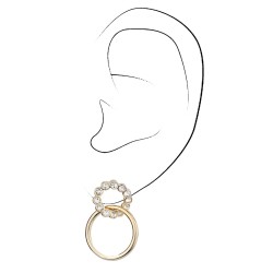 Traveller Drop Earrings - 22ct Gold Plated - Crystals - Rings - 24x17 mm