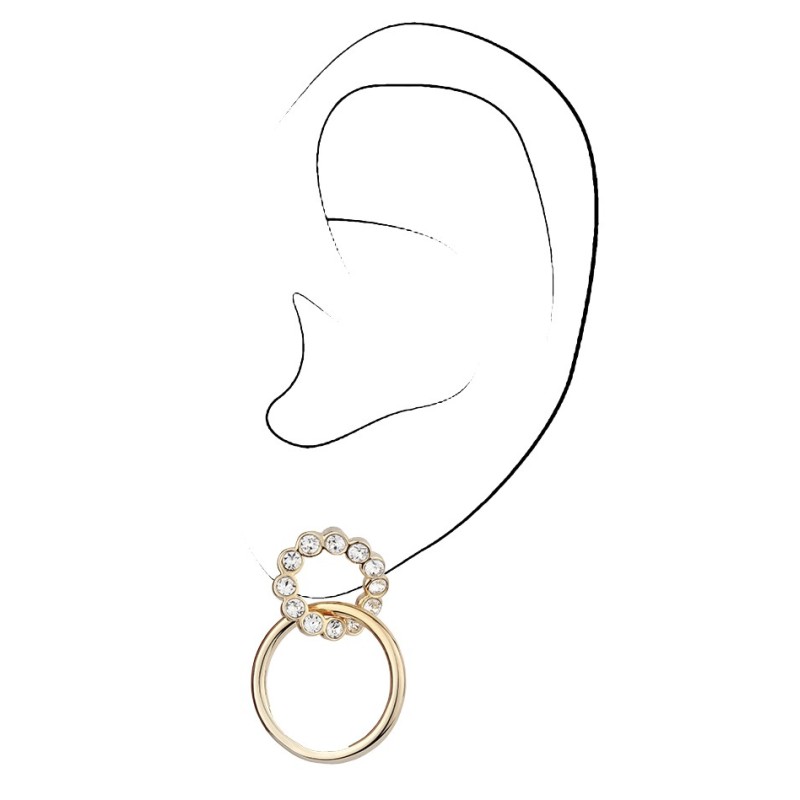 Traveller Drop Earrings - 22ct Gold Plated - Crystals - Rings - 24x17 mm - 157248