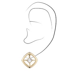 Traveller Clip Oorbellen - 22kt Verguld - Kristal - 4x4 mm - Vierkant - 17x17 mm