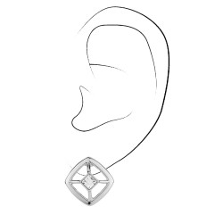 Traveller Clip-on Earrings - Silver Coloured - Crystals - 4x4mm - Square - 17x17mm - Platinum Plated