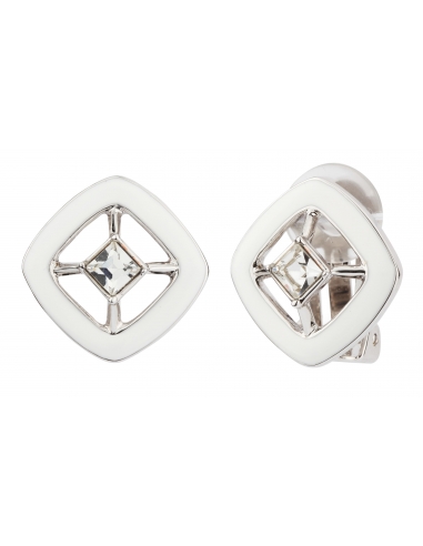 Traveller Clip Earrings with Crystal from Preciosa Platinum plated white - 157253