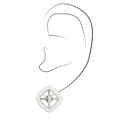 Traveller Clip-on Earrings - White & Silver Coloured - Crystals - 4x4mm - Platinum Plated - 17x17mm