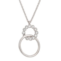 Traveller Dames Ketting met Hanger - Zilverkleurig - Kristallen - Ringen - Geplatineerd - 40/43/46cm - 157247