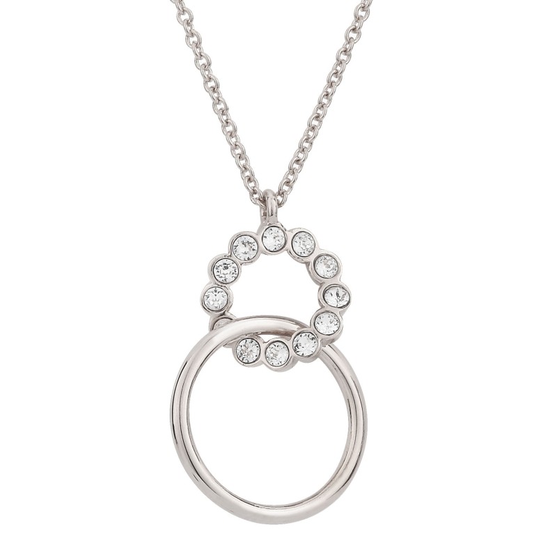 Traveller Kette mit Anhänger - Silberfarben - Kristalle - Ringe - Platiniert - 40/43/46cm - 157247