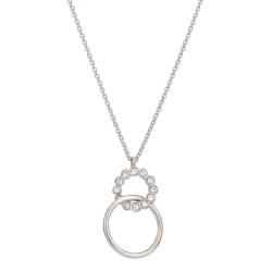 Traveller Kette mit Anhänger - Silberfarben - Kristalle - Ringe - Platiniert - 40/43/46cm - 157247