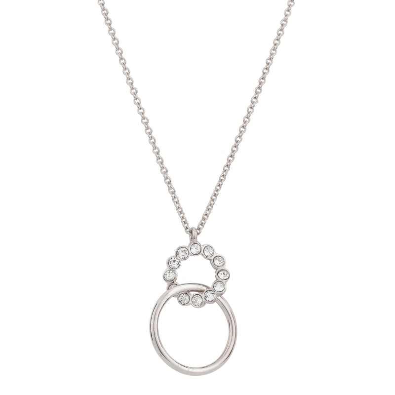 Traveller Kette mit Anhänger - Silberfarben - Kristalle - Ringe - Platiniert - 40/43/46cm - 157247