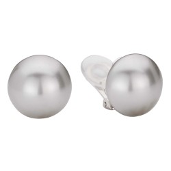 Traveller Clip Oorbellen - Parels - 16 mm - Lichtgrijs - Gerhodineerd - Zilverkleurig - Halve Parel - 710216