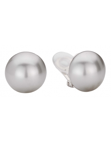 Traveller Clip Earrings with 16mm light grey pearl Platinum plated - 710216
