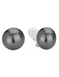 Traveller Clip Earrings 16mm dark grey pearl Platinum plated - 711216