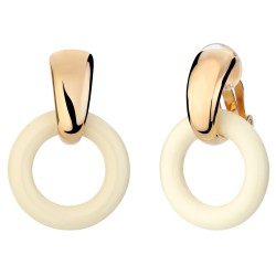 Traveller Earclips - Pendants - 22kt Gold Plated - Ring - Ø25mm - Resin - Cream - 37x25mm - 157221
