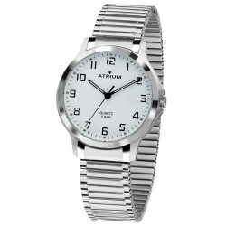 ATRIUM Damen Armbanduhr - Edelstahl - Flexibles Zugband (19,5cm) - 5 Bar - Weißes Zifferblatt