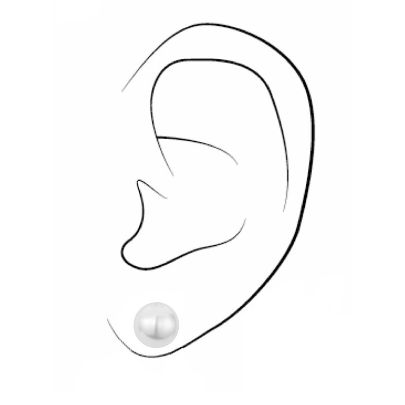 Traveller Ohrstecker - Perle - 8 mm - Weiss - Platiniert - Silberfarben - 700508