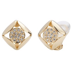 Traveller Clip Earrings Gold plated with Crystals from Preciosa 10x10mm - 157169