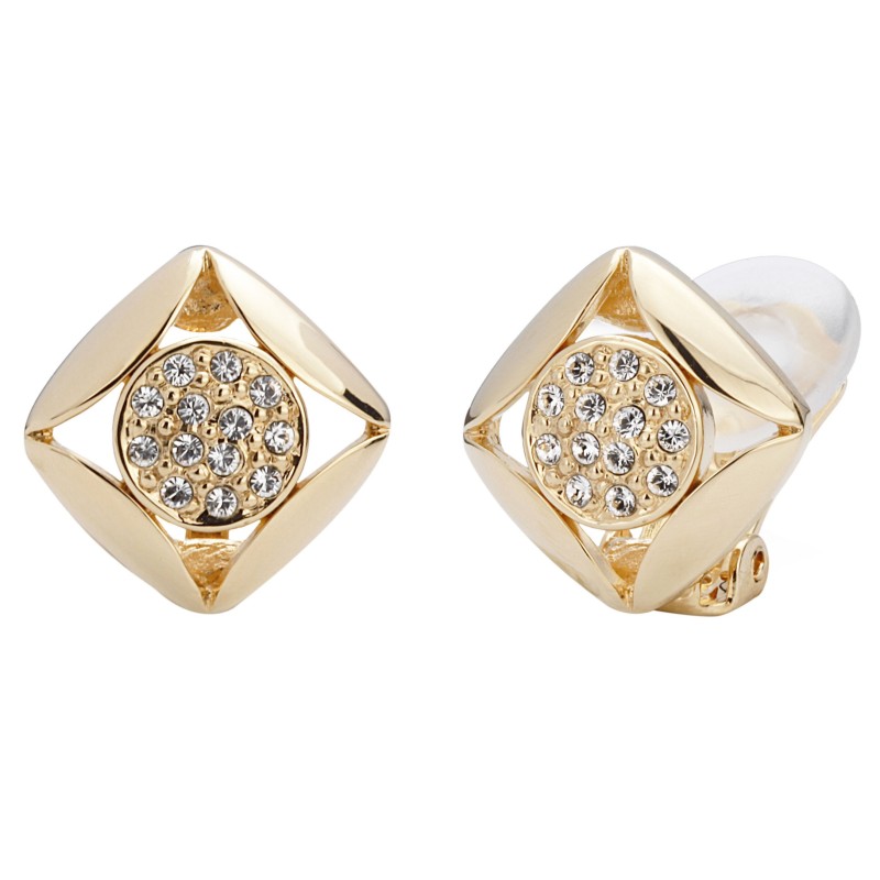Traveller Ohrclip 22kt vergoldet mit Kristalle 10x10mm - 157169