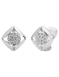 Traveller Clip Earrings Platinum plated with Crystals from Preciosa 10x10mm -...