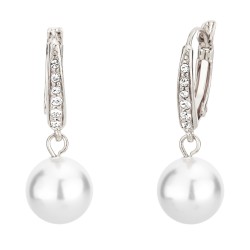 Traveller Brisur oorhangers - Parels - 10 mm - Preciosa crystals - Zilverkleurig