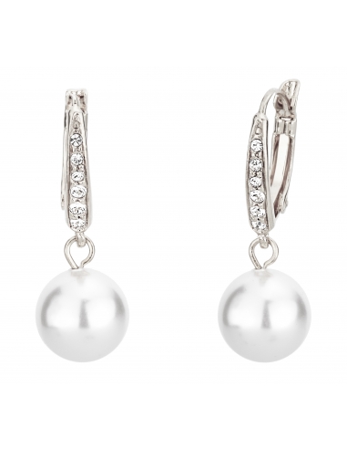 Traveller drop earring - leverback - 10mm white pearl - platinum plated - 114144