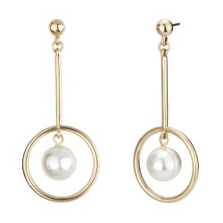 Traveller Drop Earrings with Majorica pearls Gold plated - 114147