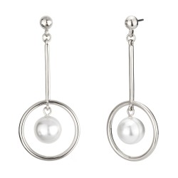 Traveller Drop Earrings with Majorica pearls Platinum plated - 114148