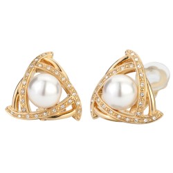 Traveller Clip Oorbellen - Parels - 10 mm - Preciosa cystals - Goudkleurig