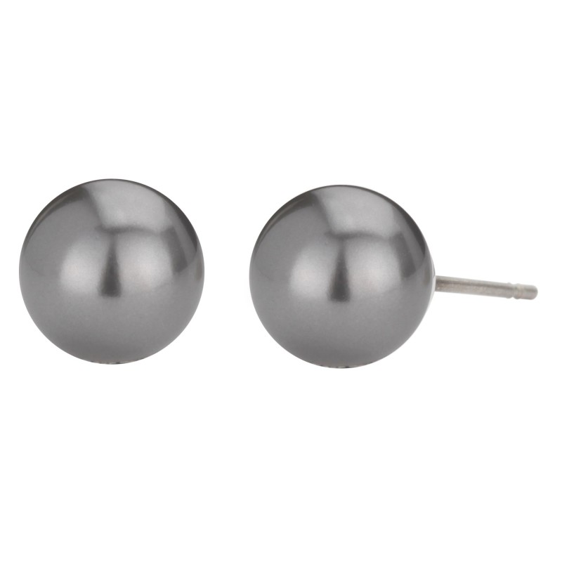 Traveller Ohrstecker - Perle - 8 mm - Dunkelgrau - Rhodiniert - Silberfarben - 711508