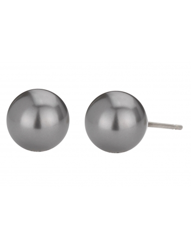 Traveller Pierced Earrings 8mm dark grey pearl Platinum plated - 711508