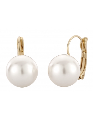 Traveller Drop Earrings - Pearl - 12 mm - White - 22ct gold plated - 700612